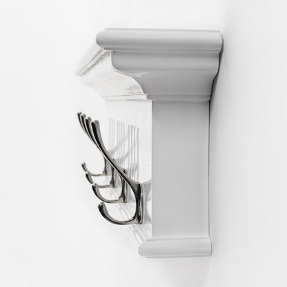 Four Hook 28" White Solid Wood Wall Mount Coat Rack HomeRoots