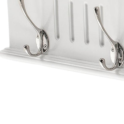 Four Hook 28" White Solid Wood Wall Mount Coat Rack HomeRoots