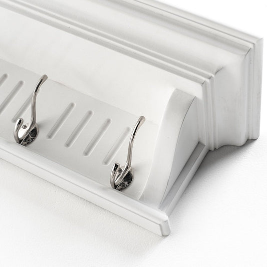 Four Hook 28" White Solid Wood Wall Mount Coat Rack HomeRoots
