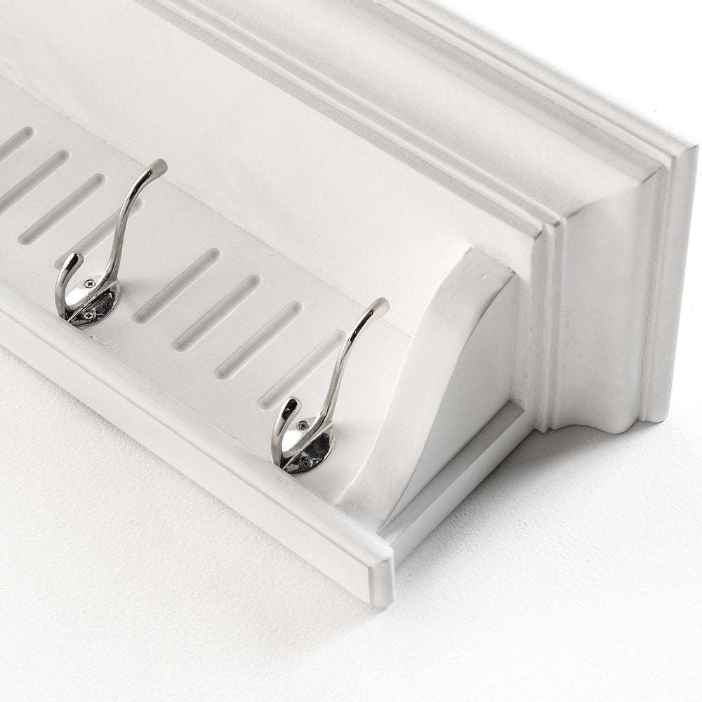 Eight Hook 51" White Solid Wood Wall Mount Coat Rack HomeRoots