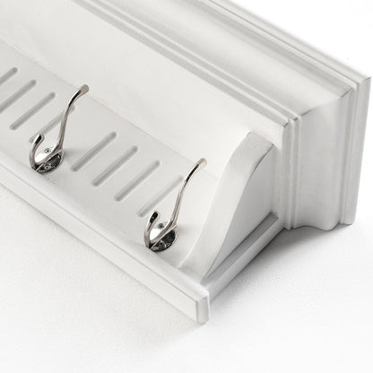 Eight Hook 51" White Solid Wood Wall Mount Coat Rack HomeRoots