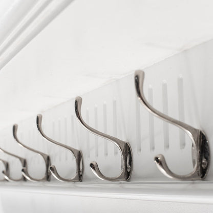 Eight Hook 51" White Solid Wood Wall Mount Coat Rack HomeRoots