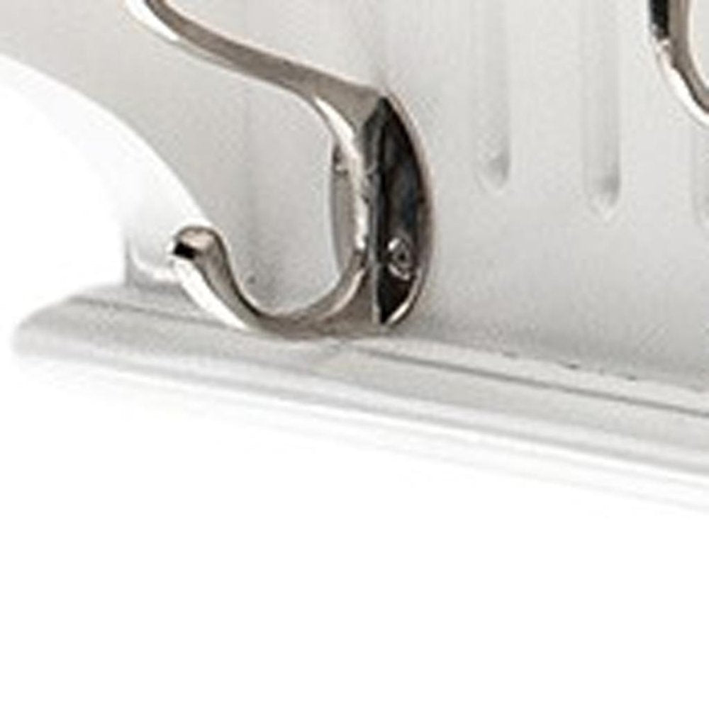 Eight Hook 51" White Solid Wood Wall Mount Coat Rack HomeRoots