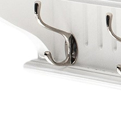 51" White Solid Wood Eight Hook Wall Mount Coat Rack HomeRoots