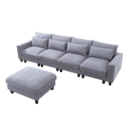 124.4” Modular L-Shaped Sectional Sofa with Ottoman