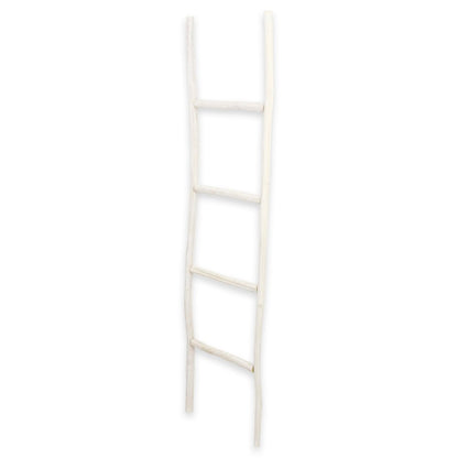 59" White Distressed Solid Wood Four Step Ladder Shelf HomeRoots
