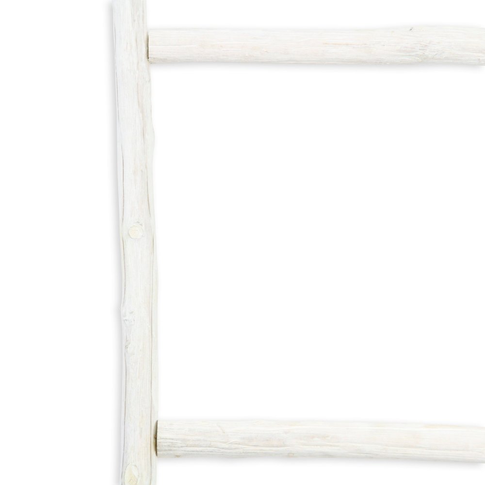 59" White Distressed Solid Wood Four Step Ladder Shelf — view 5