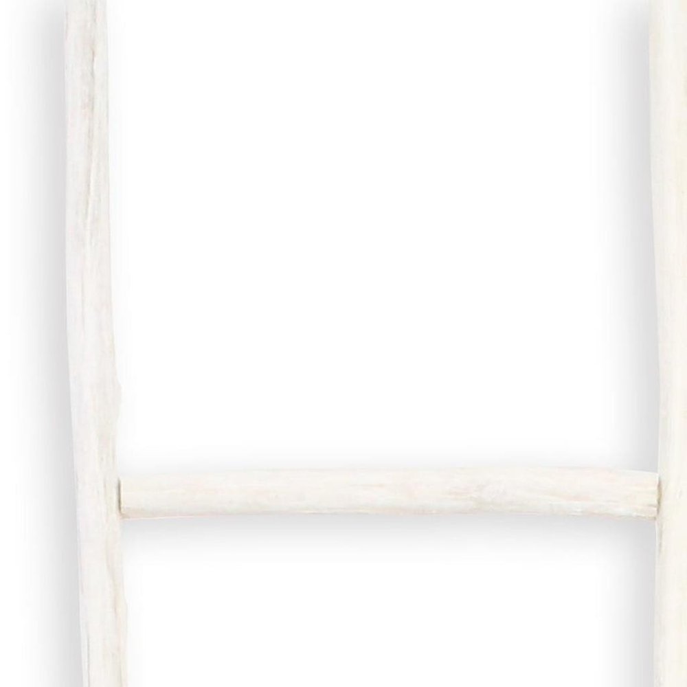 59" White Distressed Solid Wood Four Step Ladder Shelf HomeRoots