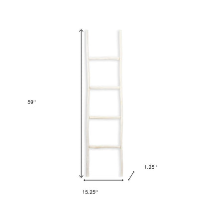 59" White Distressed Solid Wood Four Step Ladder Shelf HomeRoots