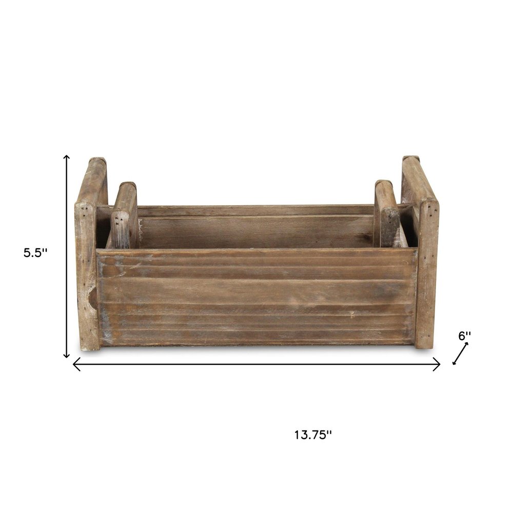 Set of Two Brown Wood 200 Ounce Rectangular Distressed Planter Boxes — view 10