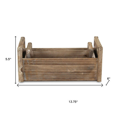Set of Two Brown Wood 200 Ounce Rectangular Distressed Planter Boxes