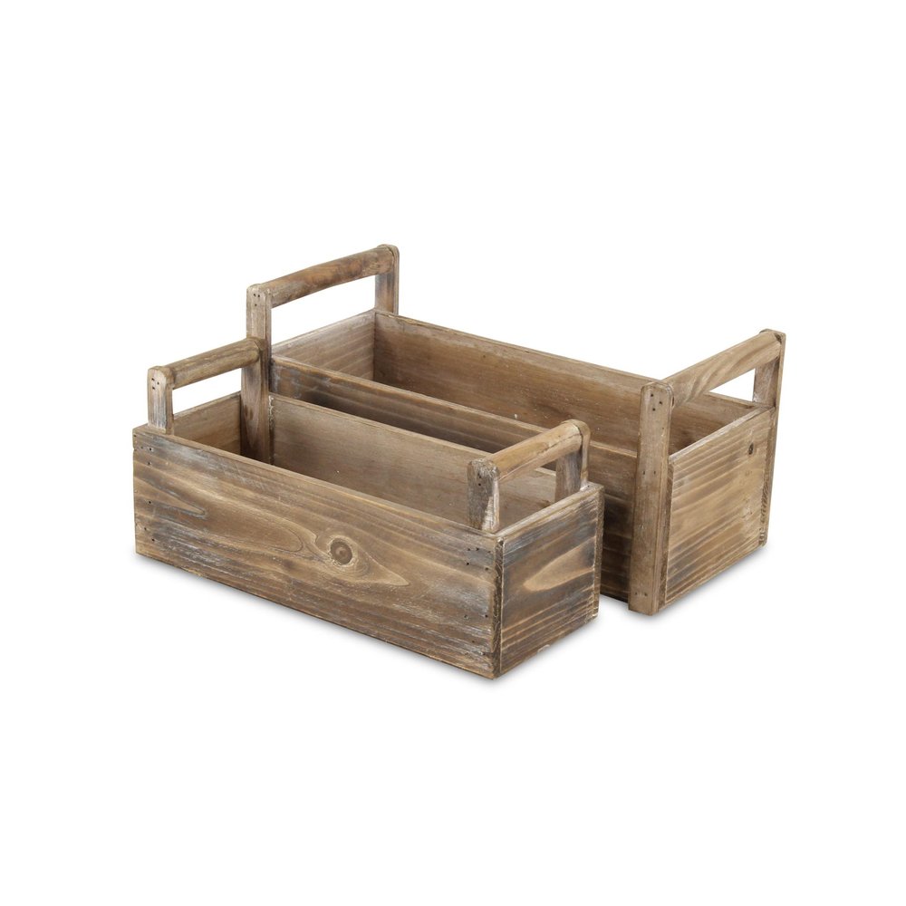 Set of Two Brown Wood 200 Ounce Rectangular Distressed Planter Boxes — view 7