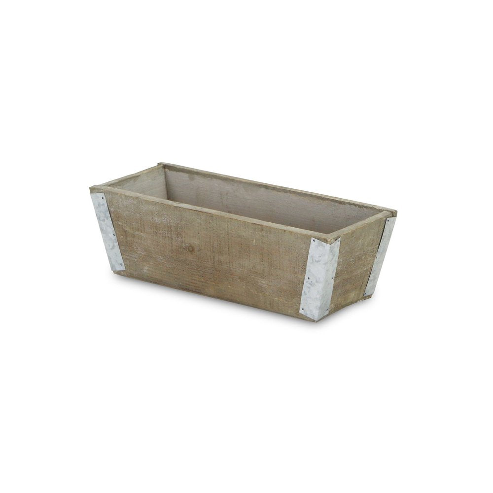 Natural And Silver Metal And Wood 90 Ounce Rectangular Distressed Planter Box — view 2