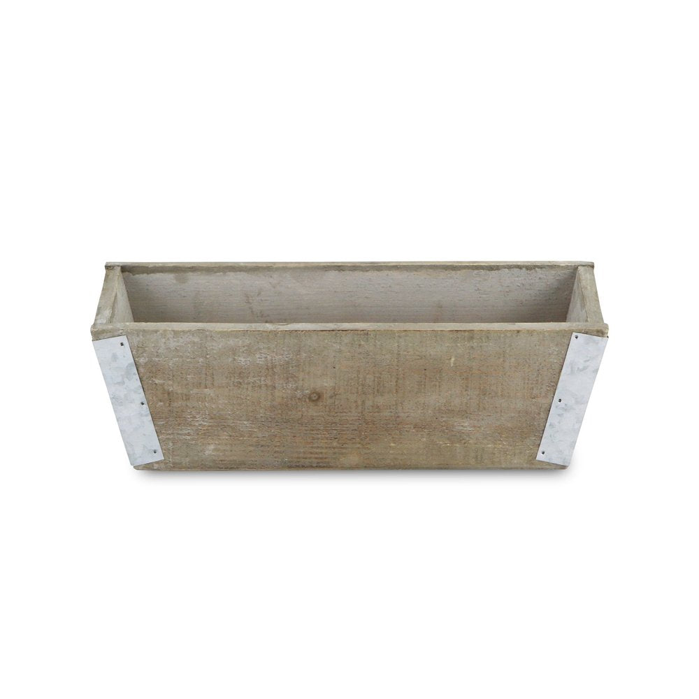 Natural And Silver Metal And Wood 90 Ounce Rectangular Distressed Planter Box — view 3