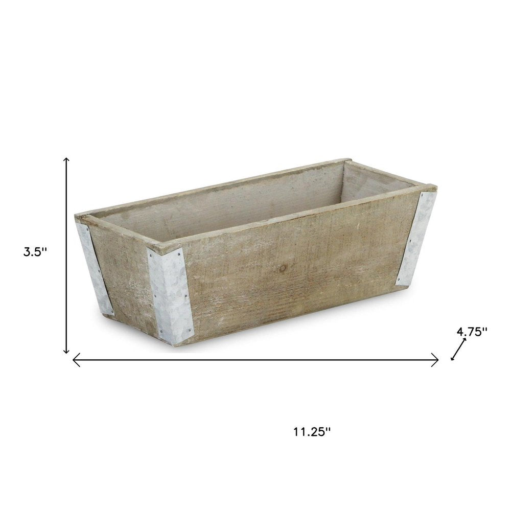 Natural And Silver Metal And Wood 90 Ounce Rectangular Distressed Planter Box — view 6