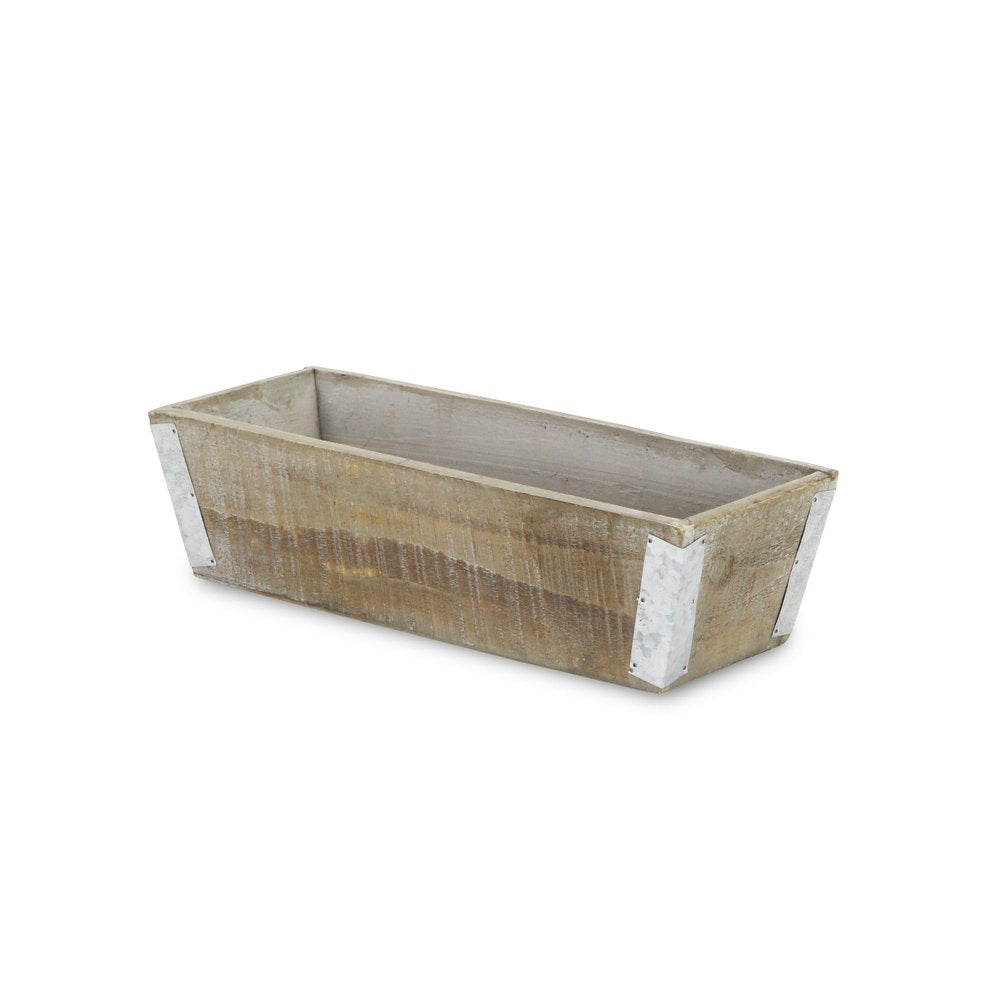 Natural And Silver Metal And Wood 123 Ounce Rectangular Distressed Planter Box — view 2