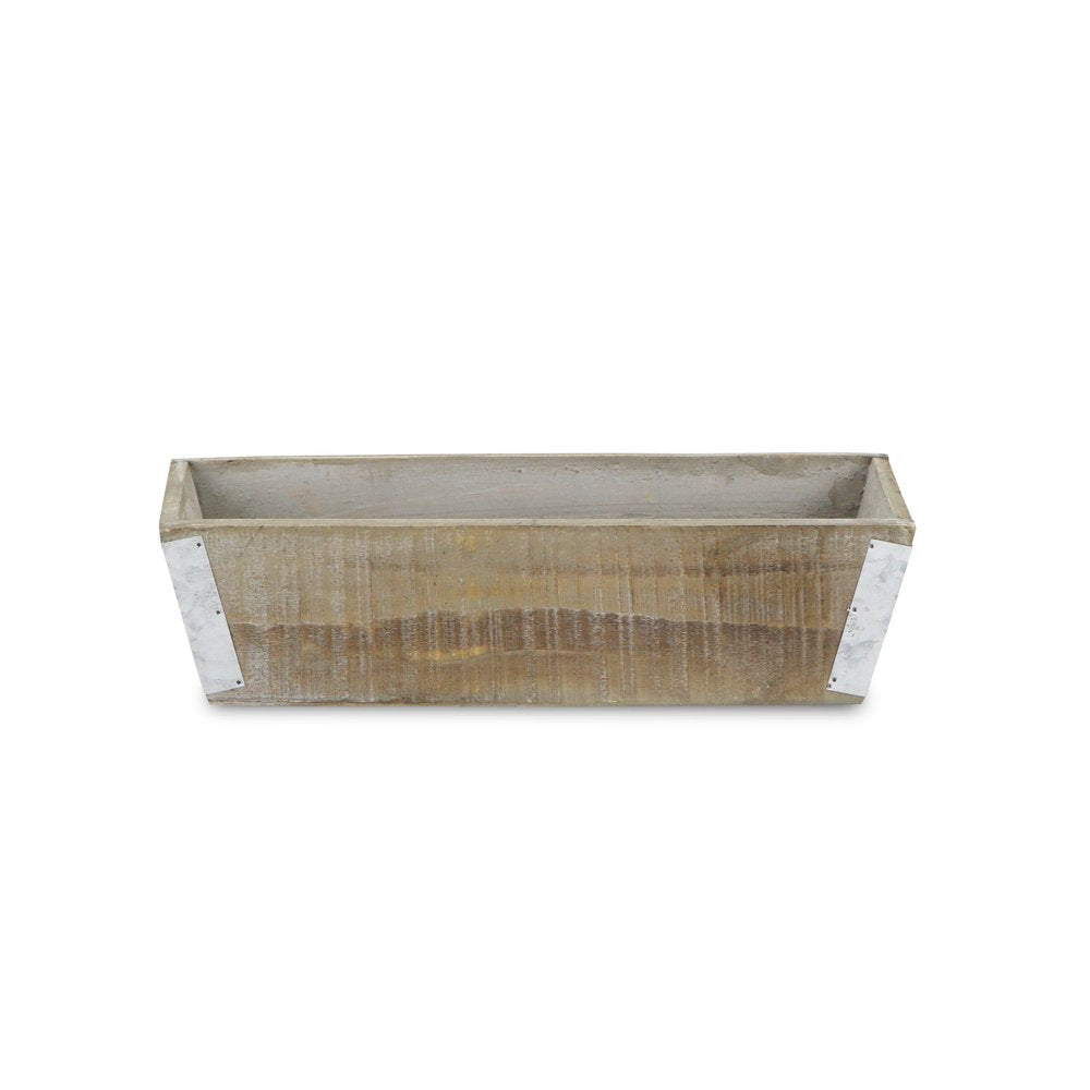 Natural And Silver Metal And Wood 123 Ounce Rectangular Distressed Planter Box — view 3
