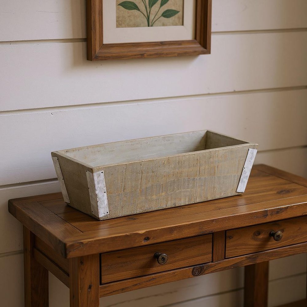 Natural And Silver Metal And Wood 123 Ounce Rectangular Distressed Planter Box — view 8