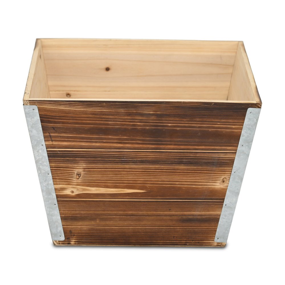 Natural And Silver Metal And Wood 1000 Ounce Square Distressed Planter Box — view 2