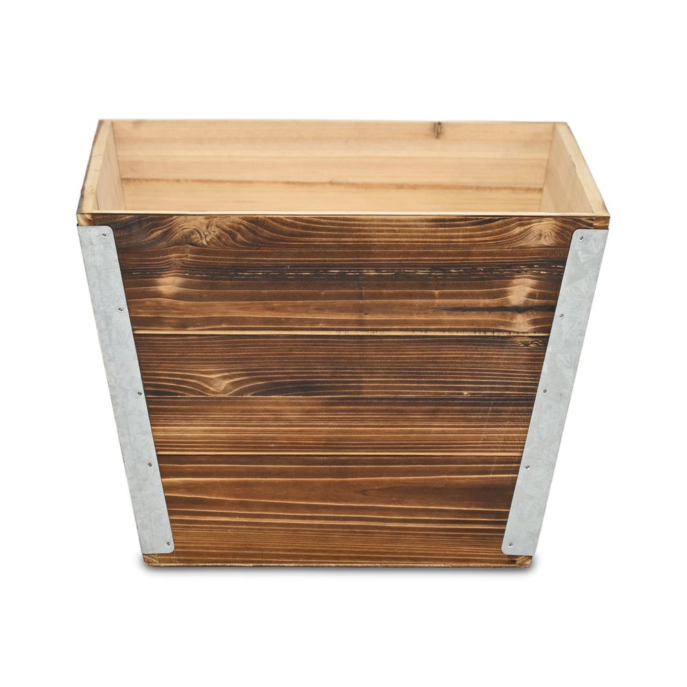 Brown Wood And Metal 600 Ounce Square Distressed Planter Box — view 2