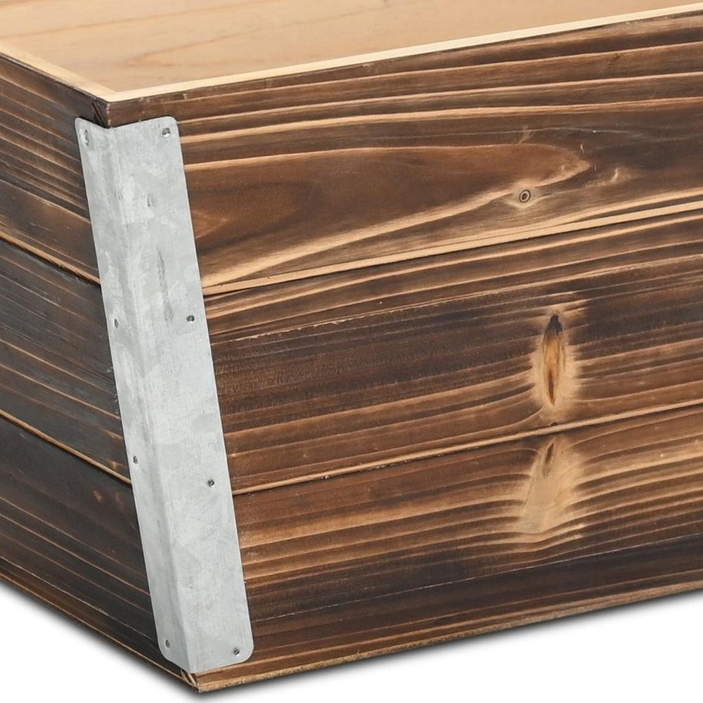 Brown Wood And Metal 700 Ounce Rectangular Distressed Planter Box — view 5