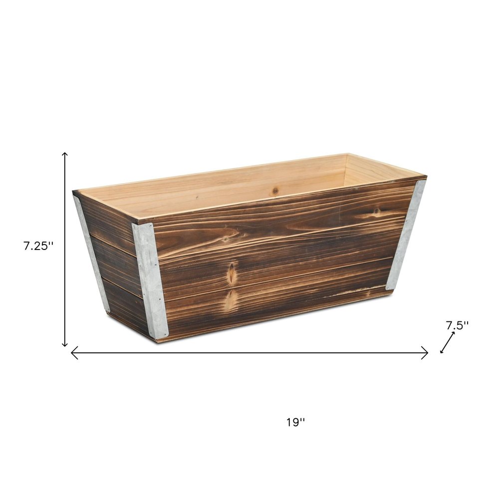 Brown Wood And Metal 700 Ounce Rectangular Distressed Planter Box — view 7