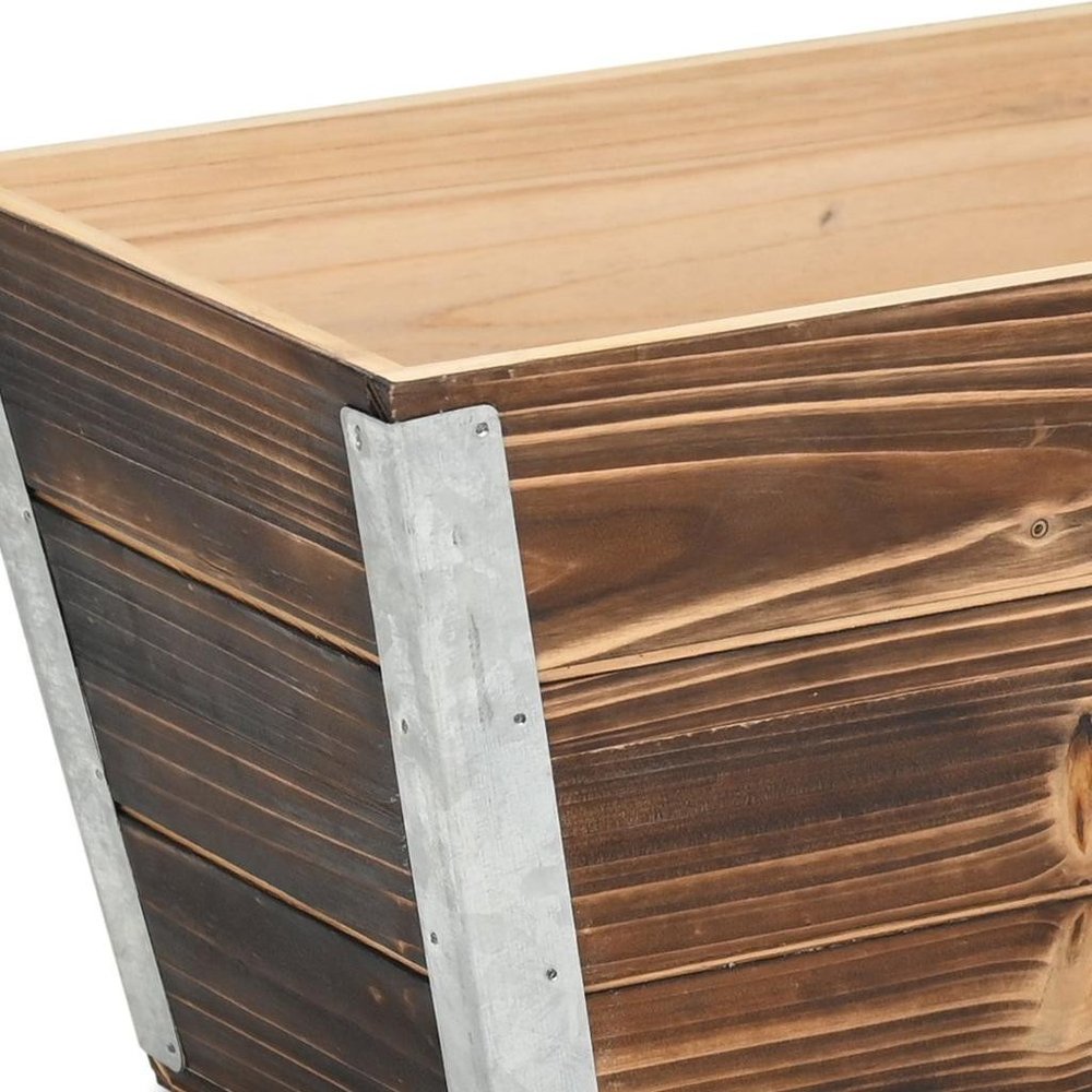 Brown Wood And Metal 700 Ounce Rectangular Distressed Planter Box — view 8