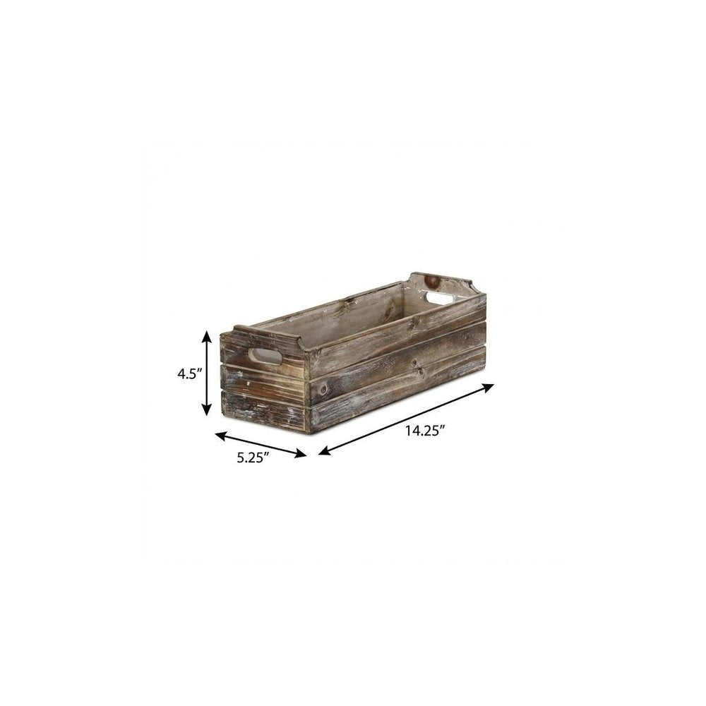 Brown Wood Rectangular Distressed Planter Box — view 9