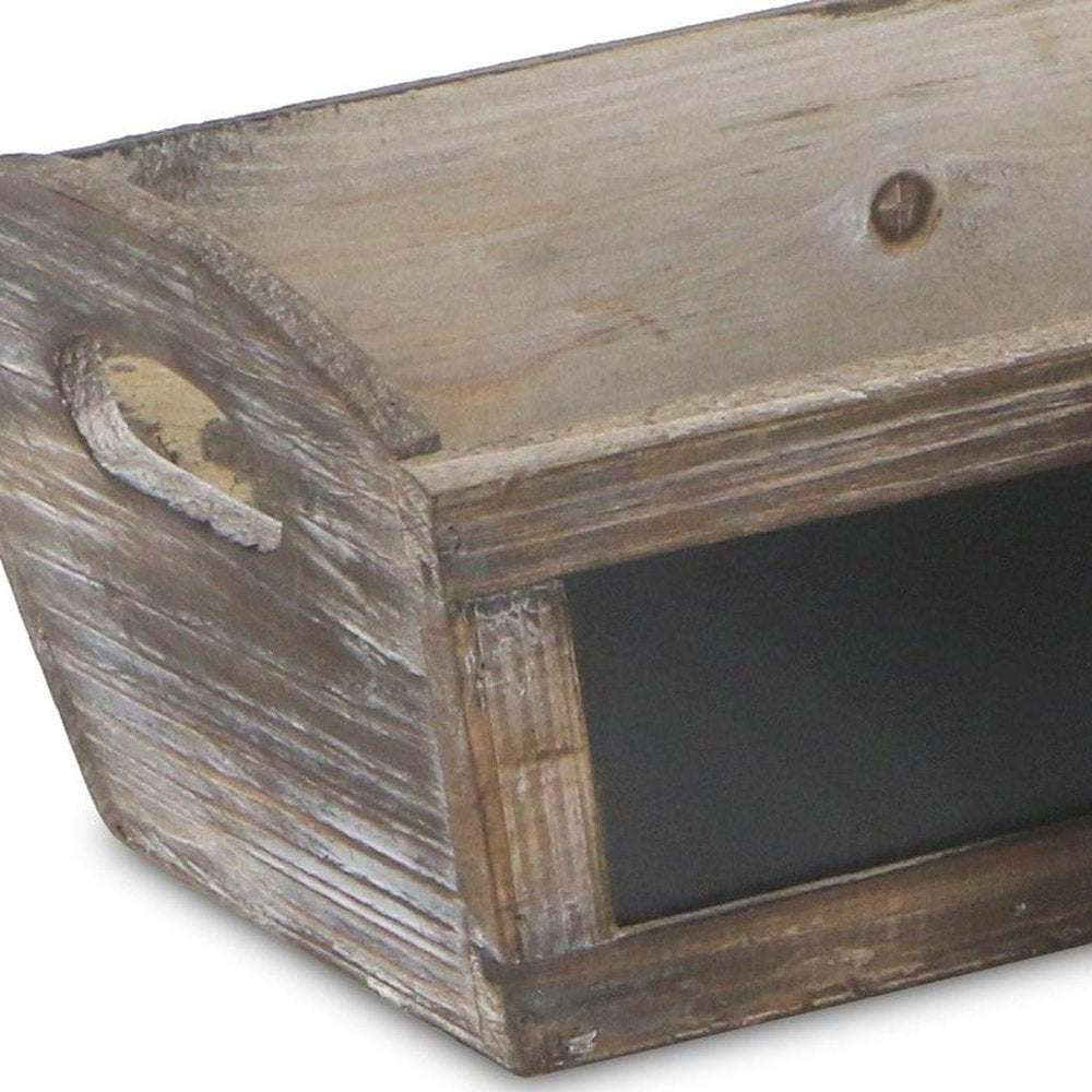 Set of Three Brown Wood Rectangular Distressed Planter Boxes — view 2