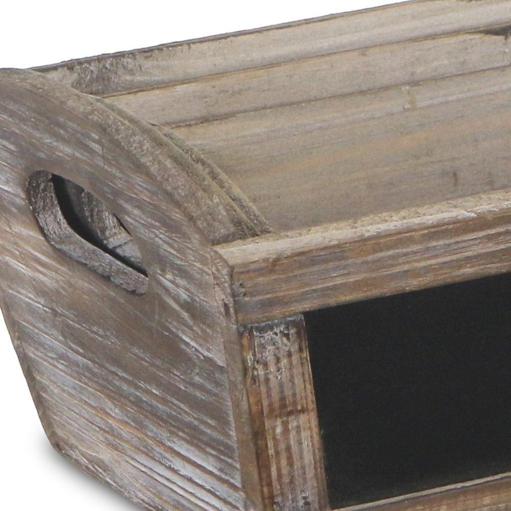 Set of Three Brown Wood Rectangular Distressed Planter Boxes — view 3