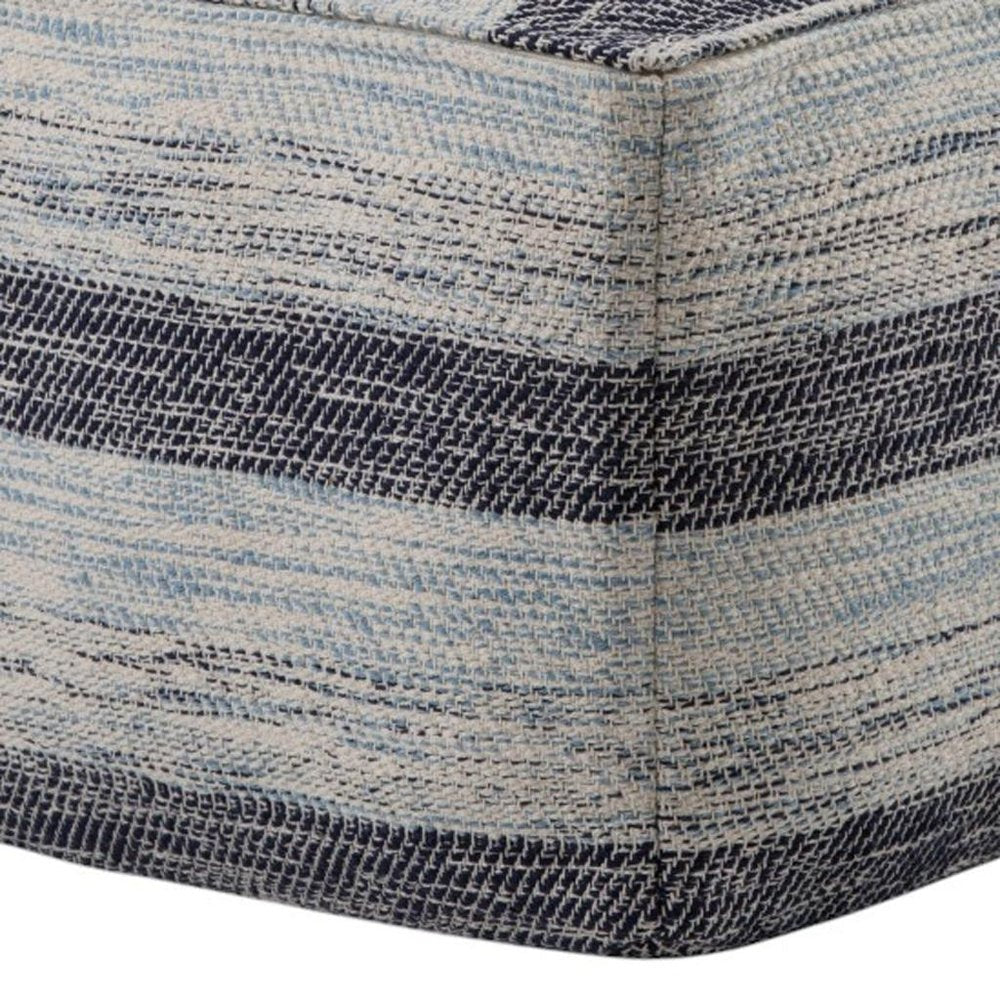 18" Blue Cotton Striped Pouf Ottoman — view 8