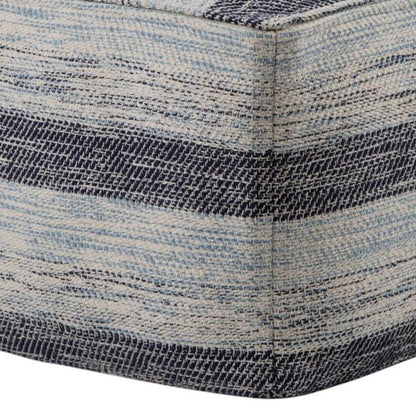18" Blue Cotton Striped Pouf Ottoman HomeRoots