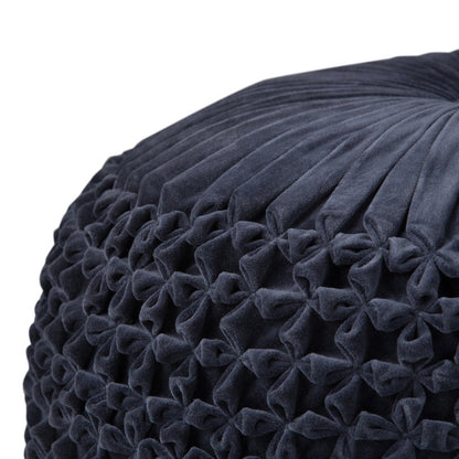 20" Teal Blue Velvet Tufted Round Pouf Ottoman HomeRoots