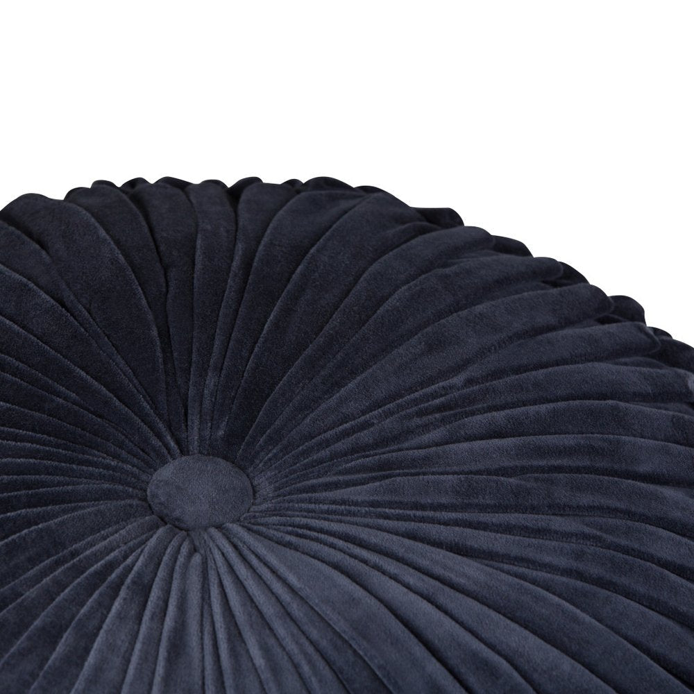 20" Teal Blue Velvet Tufted Round Pouf Ottoman HomeRoots