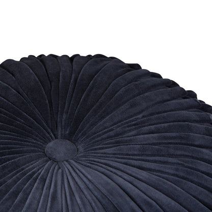 20" Teal Blue Velvet Tufted Round Pouf Ottoman HomeRoots