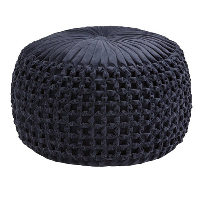 20" Teal Blue Velvet Tufted Round Pouf Ottoman HomeRoots