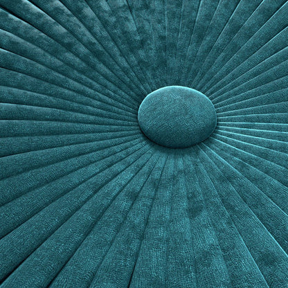 20" Teal Blue Velvet Tufted Round Pouf Ottoman HomeRoots