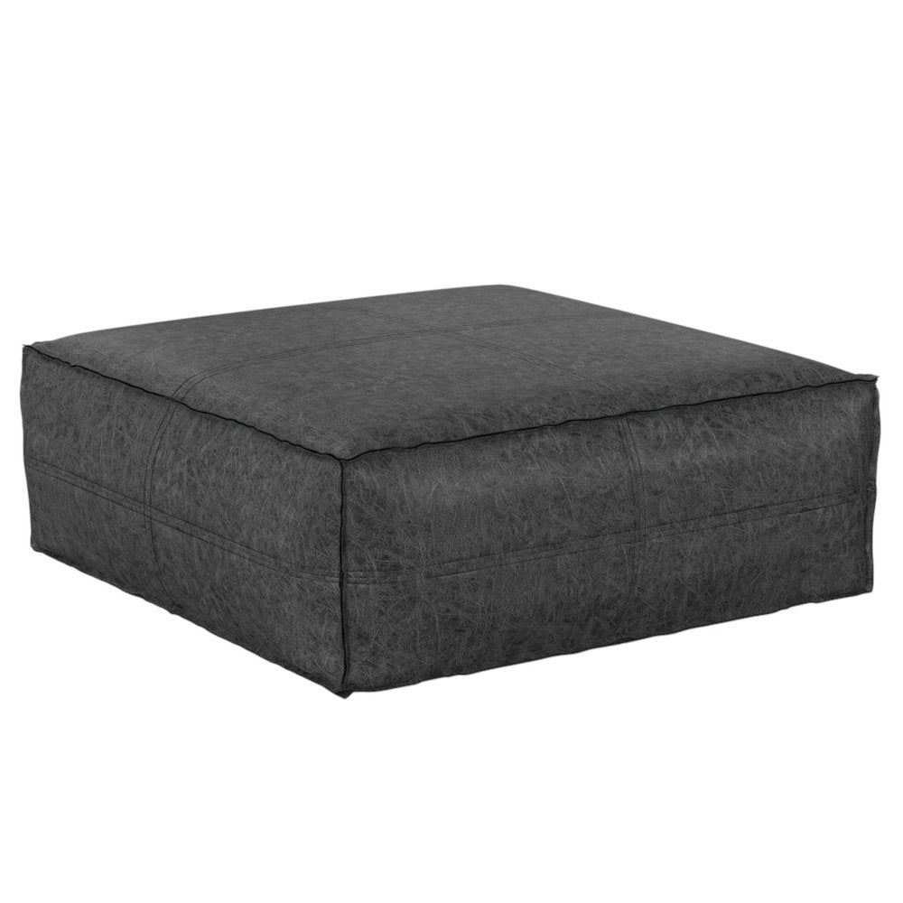 36" Black Faux Leather Pouf Ottoman — view 7