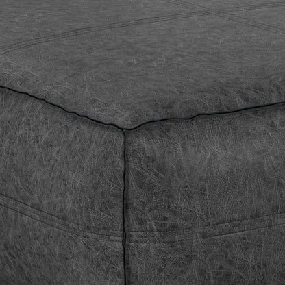 36" Black Faux Leather Pouf Ottoman HomeRoots