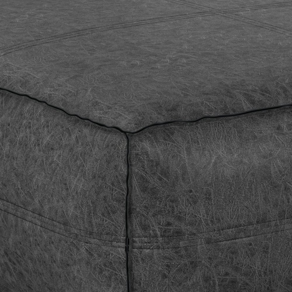 36" Black Faux Leather Pouf Ottoman — view 2