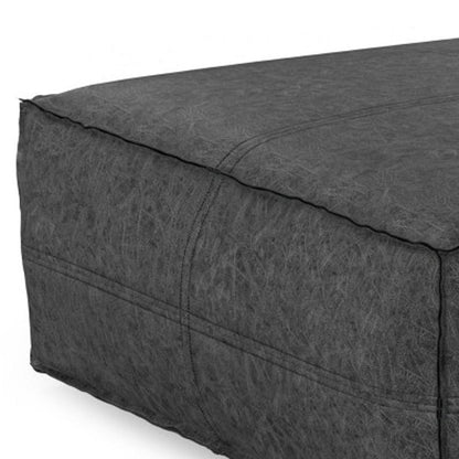 36" Black Faux Leather Pouf Ottoman HomeRoots