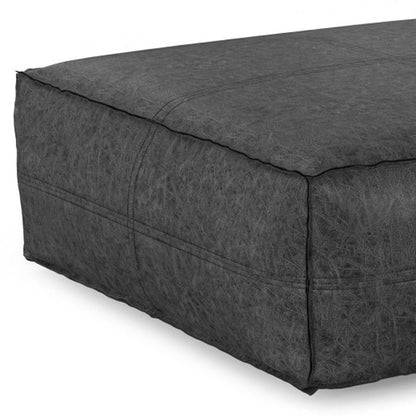 36" Black Faux Leather Pouf Ottoman HomeRoots
