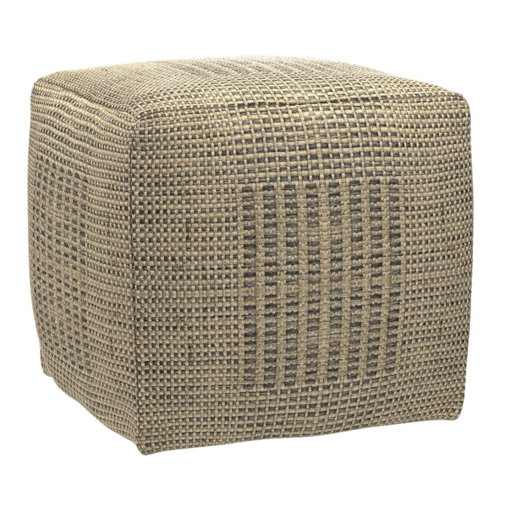 18" Gray and Natural Jute Cube Pouf Ottoman — view 8