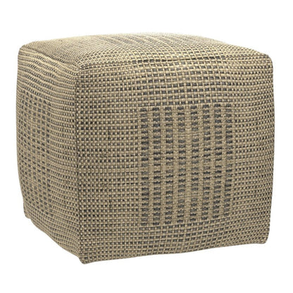 18" Gray and Natural Jute Cube Pouf Ottoman HomeRoots