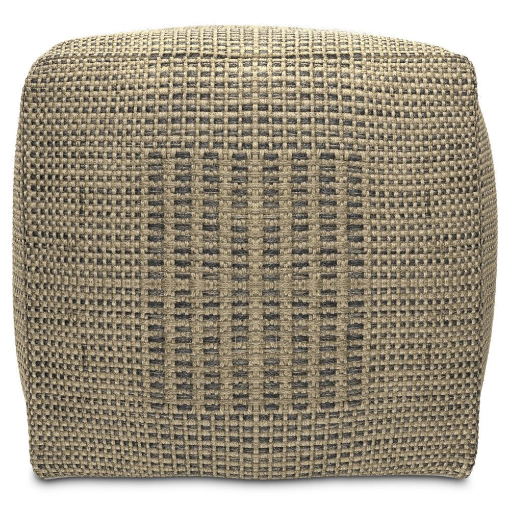 18" Gray and Natural Jute Cube Pouf Ottoman — view 2