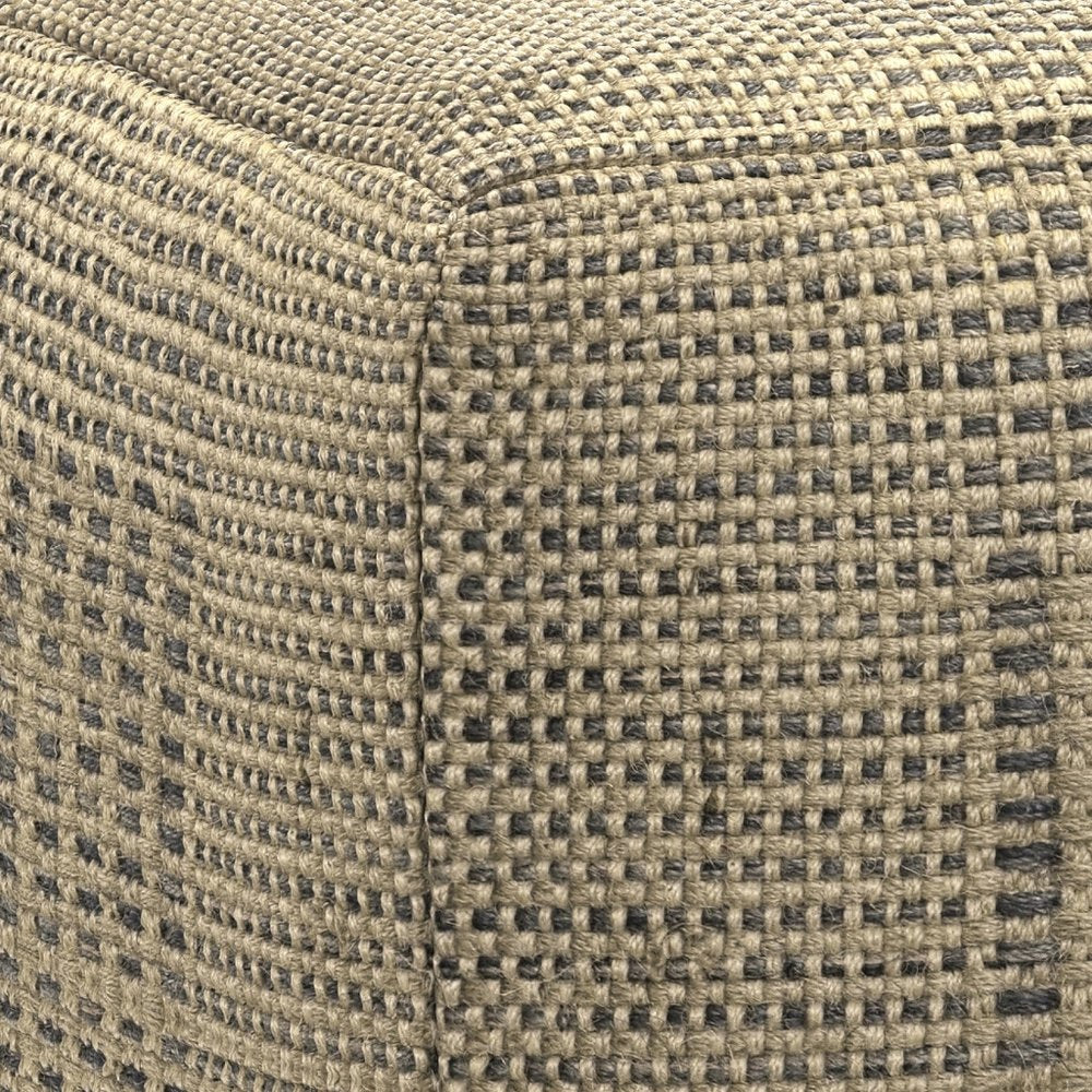 18" Gray and Natural Jute Cube Pouf Ottoman — view 4
