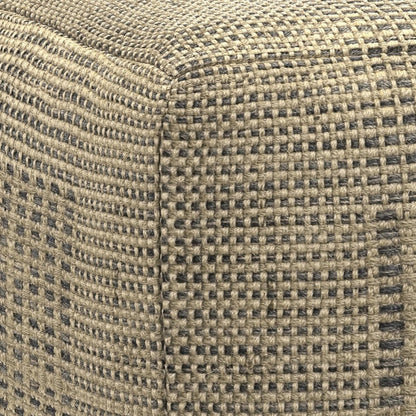 18" Gray and Natural Jute Cube Pouf Ottoman HomeRoots