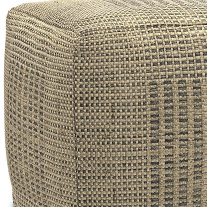 18" Gray and Natural Jute Cube Pouf Ottoman HomeRoots