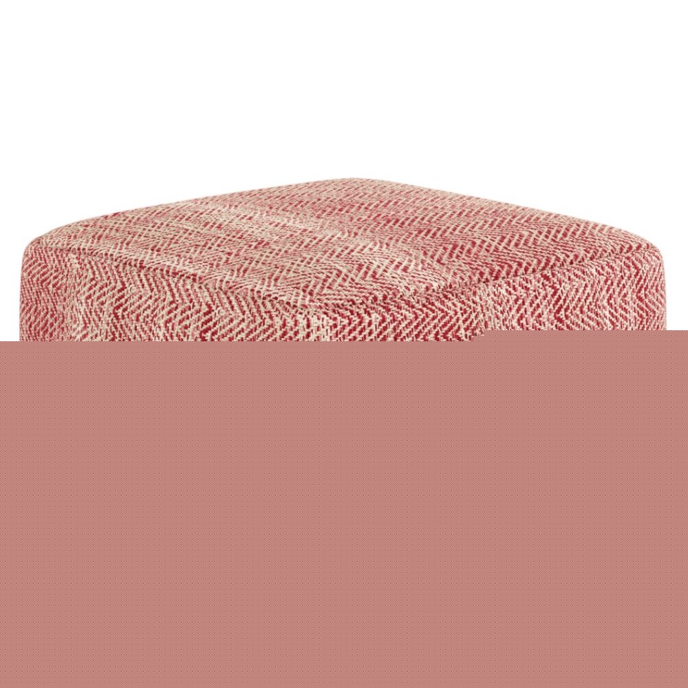 20" Maroon and Cream Cotton Chevron Pouf Ottoman HomeRoots