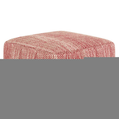 20" Maroon and Cream Cotton Chevron Pouf Ottoman HomeRoots